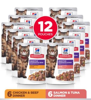 HILL_052742046310-8.jpg Hill’s Science Diet Adult Sensitive Skin & Stomach Variety Pack Cat Food Pouches